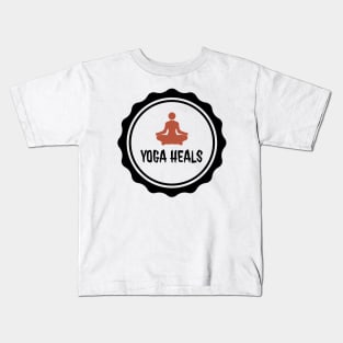 Yoga heals text-based design for International Yoga day by dmerchworld Kids T-Shirt